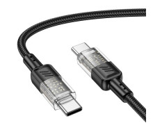 Кабель HOCO U129 Spirit transparent charging data cable Type-C 1,2m. Black mag-6942007612449139413