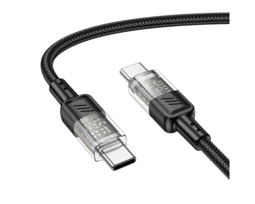 Кабель HOCO U129 Spirit transparent charging data cable Type-C 1,2m. Black mag-6942007612449139413