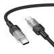 Кабель HOCO U129 Spirit transparent charging data cable Type-C 1,2m. Black mag-6942007612449139413