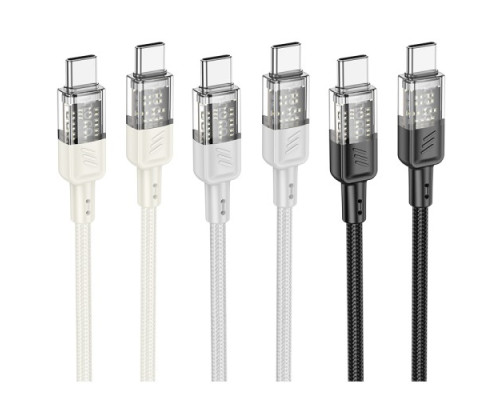 Кабель HOCO U129 Spirit transparent charging data cable Type-C 1,2m. Black mag-6942007612449139413