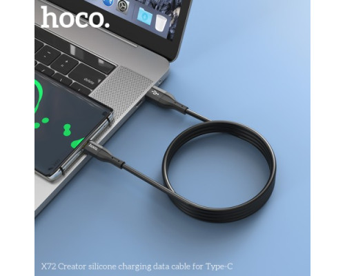 Кабель HOCO X72 Creator silicone charging data cable for Type-C 2.4A/1m. Black mag-6931474761798139630