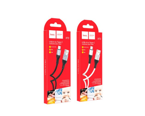 Кабель HOCO X72 Creator silicone charging data cable for Type-C 2.4A/1m. Black mag-6931474761798139630