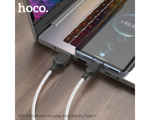 Кабель HOCO X90 Cool silicone charging data cable for Type-C/3A/1m. White mag-6931474788450138636