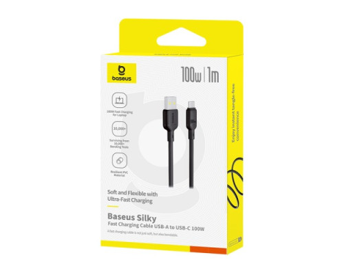 USB кабель Baseus Silky Series USB to Type-C 100W 1m Black P10377703113-00 mag-6932172668747142739