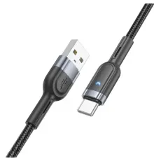 Кабель HOCO U117 Grand intelligent power-off charging data cable Type-C Black mag-6942007601504153089