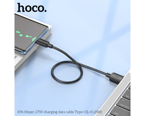 Кабель HOCO X96 Hyper 27W charging data cable Type-C(L=0.25M) Black mag-6942007609401134920