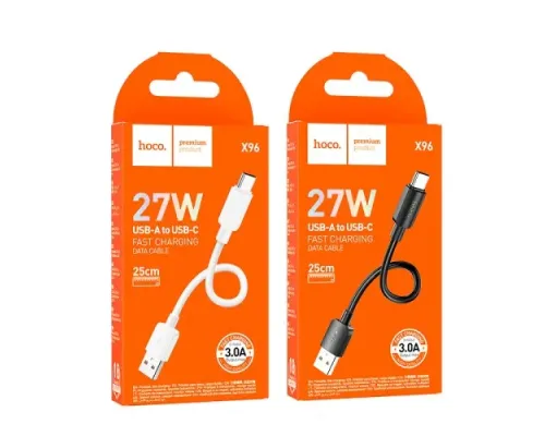 Кабель HOCO X96 Hyper 27W charging data cable Type-C(L=0.25M) White mag-6942007609418153947