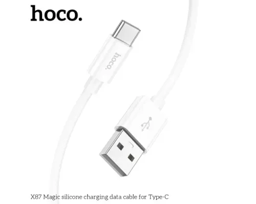 Кабель HOCO X87 Magic silicone charging data cable for Type-C 3A/1m. White mag-6931474783240146024