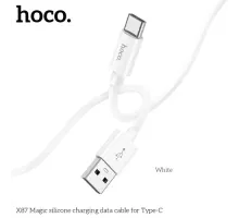 Кабель HOCO X87 Magic silicone charging data cable for Type-C 3A/1m. White mag-6931474783240146024