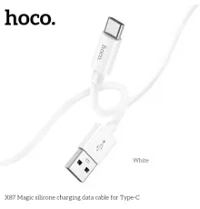Кабель HOCO X87 Magic silicone charging data cable for Type-C 3A/1m. White mag-6931474783240146024