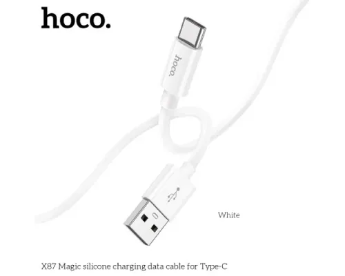Кабель HOCO X87 Magic silicone charging data cable for Type-C 3A/1m. White mag-6931474783240146024