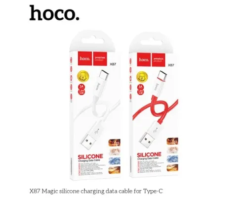 Кабель HOCO X87 Magic silicone charging data cable for Type-C 3A/1m. White mag-6931474783240146024