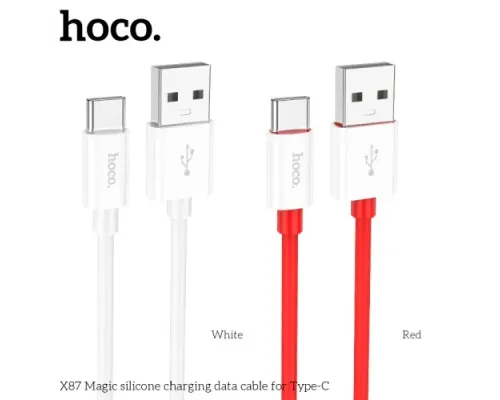 Кабель HOCO X87 Magic silicone charging data cable for Type-C 3A/1m. White mag-6931474783240146024