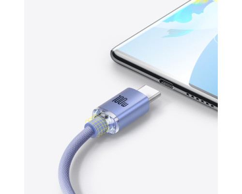USB кабель Baseus Crystal Shine Series Fast Charging Data USB to Type-C 100W 1.2m Purple CAJY000405 mag-6932172602826135430