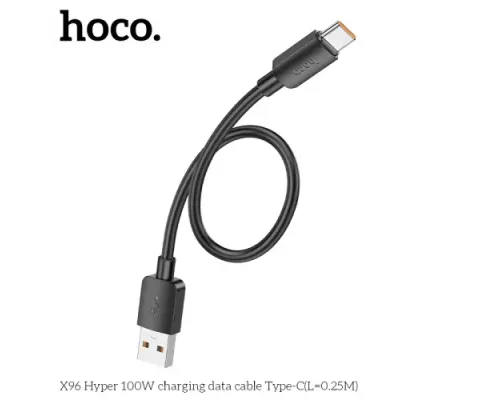 Кабель HOCO X96 Hyper 100W charging data cable Type-C(L=0.25M) Black mag-6942007609425153090