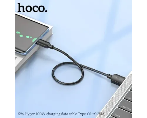 Кабель HOCO X96 Hyper 100W charging data cable Type-C(L=0.25M) Black mag-6942007609425153090