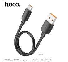 Кабель HOCO X96 Hyper 100W charging data cable Type-C(L=0.25M) Black mag-6942007609425153090