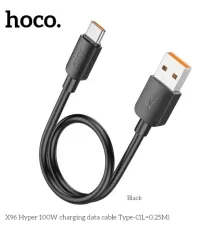 Кабель HOCO X96 Hyper 100W charging data cable Type-C(L=0.25M) Black mag-6942007609425153090