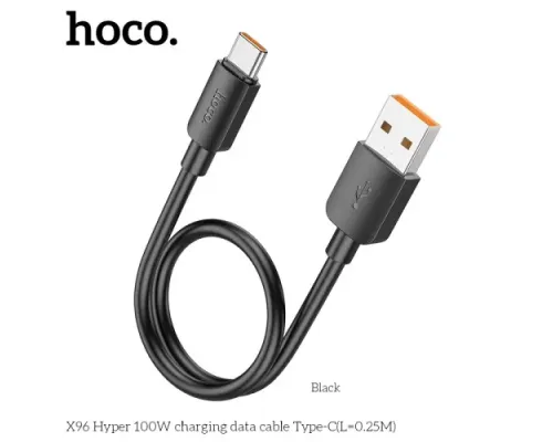 Кабель HOCO X96 Hyper 100W charging data cable Type-C(L=0.25M) Black mag-6942007609425153090