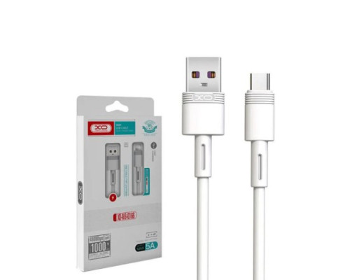 Кабель XO NB-Q166 fast charging usb cable for Type-c 5A/1m Білий mag-692068087549857300
