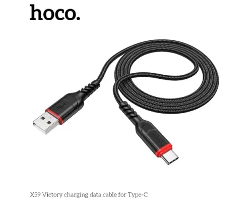 Кабель HOCO X59 Victory charging data for Type-C 3A/1m. Black mag-6931474744920143975