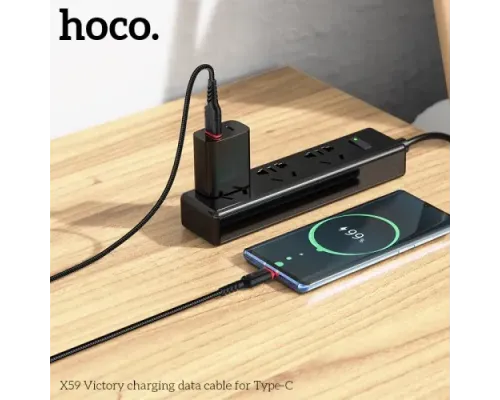 Кабель HOCO X59 Victory charging data for Type-C 3A/1m. Black mag-6931474744920143975