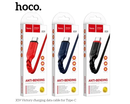 Кабель HOCO X59 Victory charging data for Type-C 3A/1m. Black mag-6931474744920143975