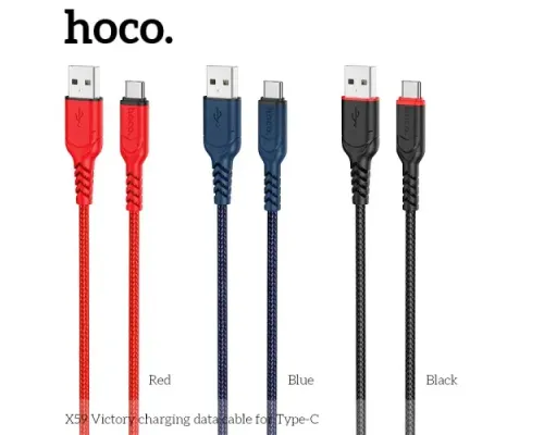 Кабель HOCO X59 Victory charging data for Type-C 3A/1m. Black mag-6931474744920143975