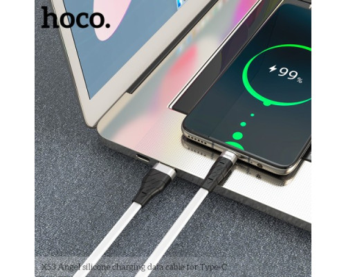 Кабель HOCO X53 Ange silicone charging data for Type-C 3A/1m. White mag-6931474738103138975