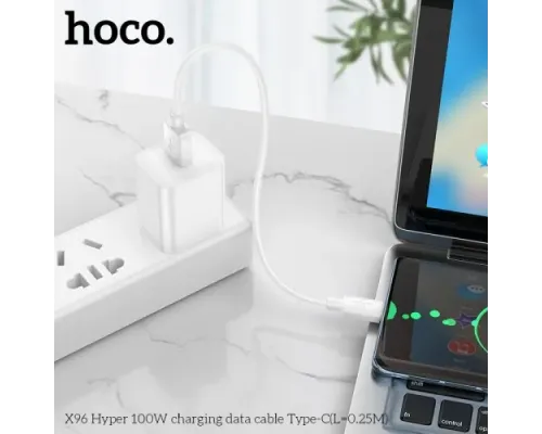 Кабель HOCO X96 Hyper 100W charging data cable Type-C(L=0.25M) White mag-6942007609432154185