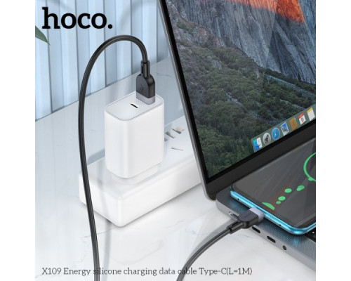 Кабель HOCO X109 Energy silicone charging data cable Type-C/3A/1m. Black mag-6942007636247139640