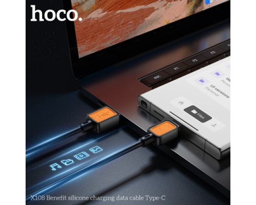 Кабель HOCO X108 Benefit silicone charging data cable Type-C 2,4A/1m. Black mag-6942007632232131851