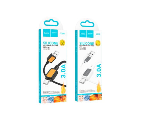 Кабель HOCO X108 Benefit silicone charging data cable Type-C 2,4A/1m. Black mag-6942007632232131851