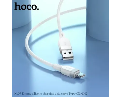 Кабель HOCO X109 Energy silicone charging data cable Type-C/3A/1m. White mag-6942007636254145054