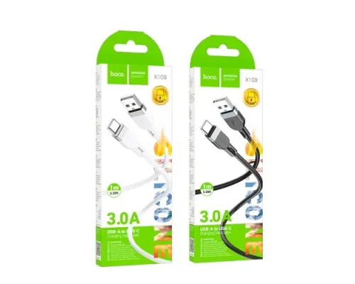 Кабель HOCO X109 Energy silicone charging data cable Type-C/3A/1m. White mag-6942007636254145054