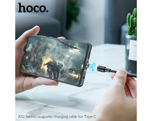 Кабель HOCO X52 Sereno magnetic charging cable for Type-C 2,4A/1m. Black mag-6931474735546138246