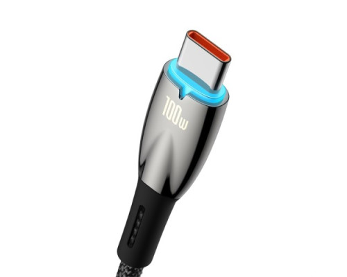 USB кабель Baseus Glimmer Series Fast Charging Data Cable USB to Type-C 100W 1m Black CADH000401 mag-6932172617967128881
