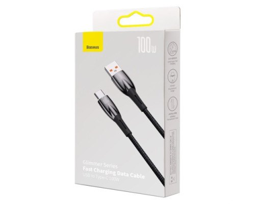USB кабель Baseus Glimmer Series Fast Charging Data Cable USB to Type-C 100W 1m Black CADH000401 mag-6932172617967128881