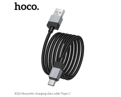 Кабель HOCO X110 Honorific charging data cable Type-C 3A/1m. Black mag-6942007646802144448