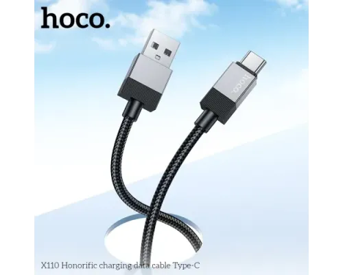 Кабель HOCO X110 Honorific charging data cable Type-C 3A/1m. Black mag-6942007646802144448
