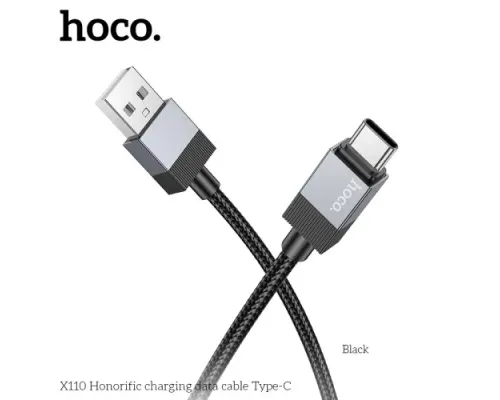 Кабель HOCO X110 Honorific charging data cable Type-C 3A/1m. Black mag-6942007646802144448