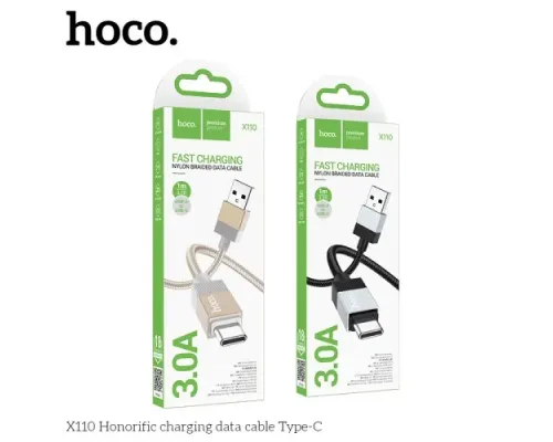 Кабель HOCO X110 Honorific charging data cable Type-C 3A/1m. Black mag-6942007646802144448