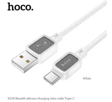 Кабель HOCO X108 Benefit silicone charging data cable Type-C 2,4A/1m. White mag-6942007632249144036