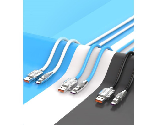 Кабель XO NB227 OD6.0 silicone TPE zinc alloy TYPE-C 6A/1,2M Синій mag-692068083327657214