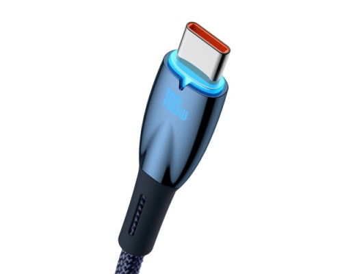 USB кабель Baseus Glimmer Series Fast Charging Data Cable USB to Type-C 100W 1m Blue CADH000403 mag-6932172617974128882