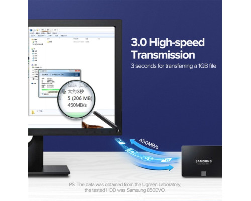 Кабель UGREEN US217 SATA 3 Data Cable 0.5m (Black)(UGR-30796) (UGR-30796)