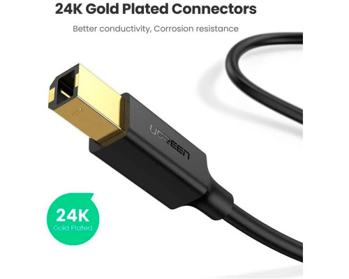 Кабель UGREEN US135 USB 2.0 AM to BM Print Cable 1m (Black) (UGR-20846)