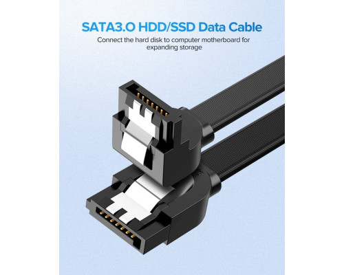 Кабель UGREEN US217 Angled SATA 3 Data Cable 0.5m (Black)(UGR-30797) (UGR-30797)