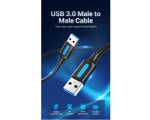 Кабель-подовжувач Vention USB 3.0 A Male to A Male Cable 1.5M Black PVC Type (CONBG) (CONBG)