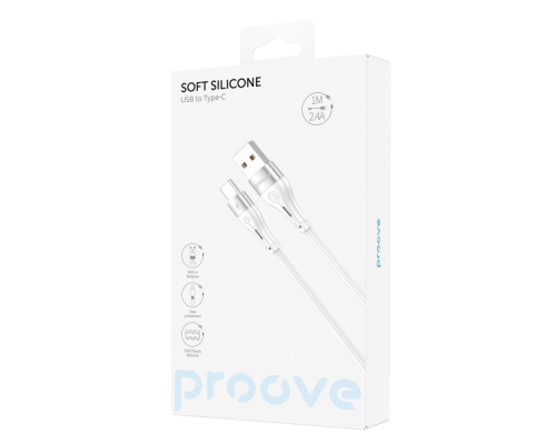Кабель Proove Soft Silicone USB-A to Type-C 12W 2.4A 1м white PLS-00-00112634